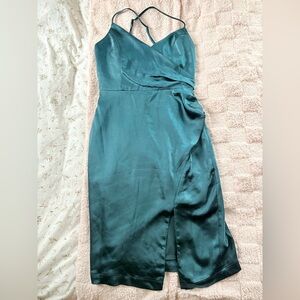 Lulu's Teal Wrap Midi Dress